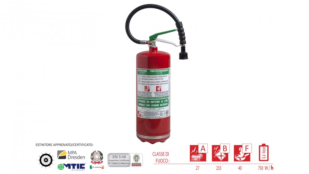 Estintore a schiuma per batterie al litio